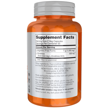Arginine & Ornithine - Now Foods